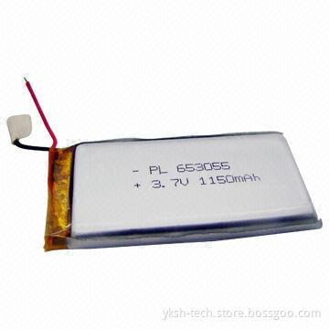 Soft Pack Lithium Polymer Battery ICS653055 with 3.7V, 1,150mAh for GPS/Medical Equipment/MP4